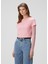 Açık Pembe Logo Baskılı Crop T-Shirt 3