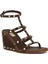 Rockstud Koyu Kahverengi Kadın Deri Espadril 2