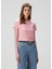 Açık Pembe Logo Baskılı Crop T-Shirt 1