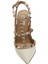 Rockstud Ekru Deri Topuklu Ayakkabı 4