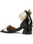 Feminine Buckle Siyah Krem Topuklu Ayakkabı 3