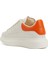 Oversize Beyaz Turuncu Kadın Deri Sneaker 3