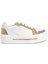 Beyaz Gold Kristal Taşlı Kadın Deri Sneaker 1
