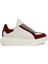 Oversized Retro Beyaz Bordo Kadın Deri Sneaker 1