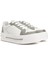 Beyaz Silver Kristal Taşlı Kadın Deri Sneaker 2