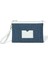 Stitched Lacivert Çizgili Kırık Beyaz Kanvas Kadın Clutch Çanta 1