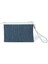 Stitched Lacivert Çizgili Kırık Beyaz Kanvas Kadın Clutch Çanta 2