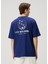 Lacivert Logo Baskılı Oversized T-Shirt 4