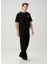 Relaxed Siyah Figür Baskılı T-Shirt 2