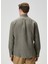 Comfort Fit Haki Çizgili Keten Gömlek 6