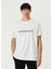 Beyaz Logo Baskılı Oversized T-Shirt 1