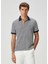 Lacivert Polo Yaka Çizgi Desenli T-Shirt 2