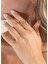 Pırlanta Taşlı Zincir Detaylı 18 Ayar Rose Gold Kadın Altın Yüzük 2