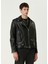 Siyah Deri Biker Mont 4