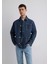 Victor Mavi Premium Indigo Mavisi Çizgili Jean Ceket 0110383-89304 2