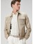 Slim Fit Krem Çizgili Gömlek 2