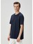 Relax Fit Lacivert Basic T-Shirt 4