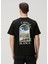 Siyah Baskılı Organik Pamuk T-Shirt 4