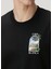Siyah Baskılı Organik Pamuk T-Shirt 5
