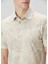 Kırık Beyaz Polo Yaka Çiçek Desenli T-Shirt 5