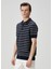Lacivert Polo Yaka Colorblocked Triko Gömlek 4