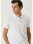 Comfort Fit Beyaz Polo Yaka Köpük Dokulu T-Shirt 2