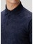 Lacivert Polo Yaka Etnik Desenli T-Shirt 5