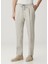 Regular Fit Bej Beli Kordonlu Keten Pantolon 2
