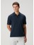 Lacivert Polo Yaka Keten T-Shirt 1