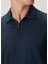 Lacivert Polo Yaka Keten T-Shirt 5