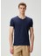 Lacivert V Yaka Basic T-Shirt 1