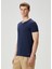 Lacivert V Yaka Basic T-Shirt 3