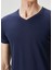 Lacivert V Yaka Basic T-Shirt 5
