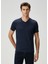 Lacivert V Yaka Basic T-Shirt 3