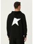 Siyah Beyaz Kapüşonlu Logo Baskılı Sweatshirt 4