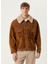 Kahverengi Shearling Detaylı Deri Mont 1