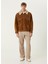 Kahverengi Shearling Detaylı Deri Mont 2