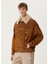 Kahverengi Shearling Detaylı Deri Mont 3