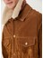 Kahverengi Shearling Detaylı Deri Mont 6