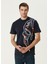 Lacivert Grafik Baskılı T-Shirt 1