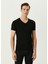 Siyah V Yaka Basic T-Shirt 1