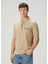 Bej Polo Yaka Logo Nakışlı T-Shirt 3