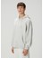 Açık Gri Kapüşonlu Logo Baskılı Sweatshirt 3
