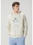 Kırık Beyaz Kapüşonlu Logo Baskılı Sweatshirt 3