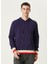 Lacivert Beyaz Kapüşonlu Logo Nakışlı Sweatshirt 1