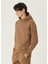 Sakura Bej Kapüşonlu Yazı Nakışlı Sweatshirt 3