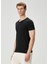 Siyah V Yaka Basic T-Shirt 3