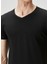 Siyah V Yaka Basic T-Shirt 5