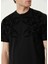 Siyah Omuzu Baskılı T-Shirt 5