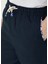 Lacivert Beli Kordonlu Keten Pantolon 4